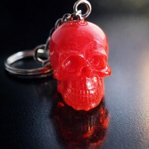Handmade resin  Red Skull head  Keychain